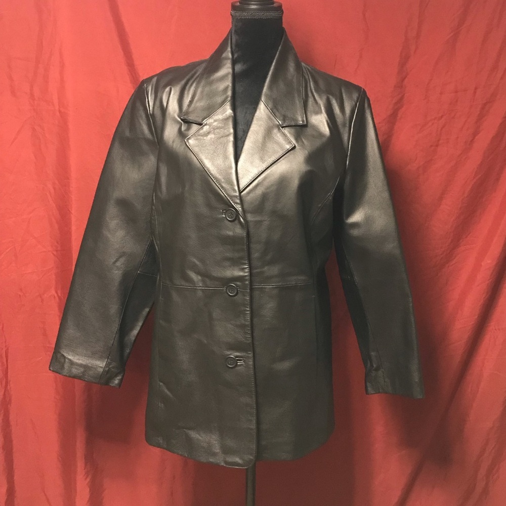 NWT Black Leather blazer by Shaver Lake 1x.
